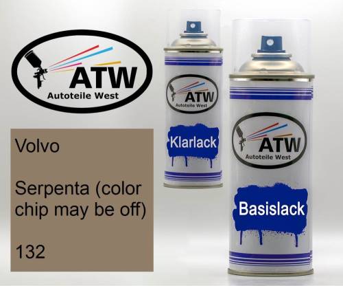 Volvo, Serpenta (color chip may be off), 132: 400ml Sprühdose + 400ml Klarlack - Set, von ATW Autoteile West.